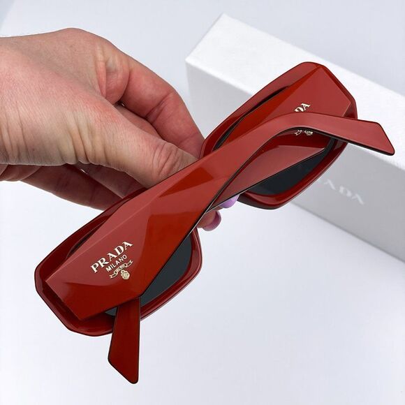 Prada PR17WS 12N5S0 Sunglasses Orange Black Dark Grey Rectangle Unisex - Picture 6 of 13